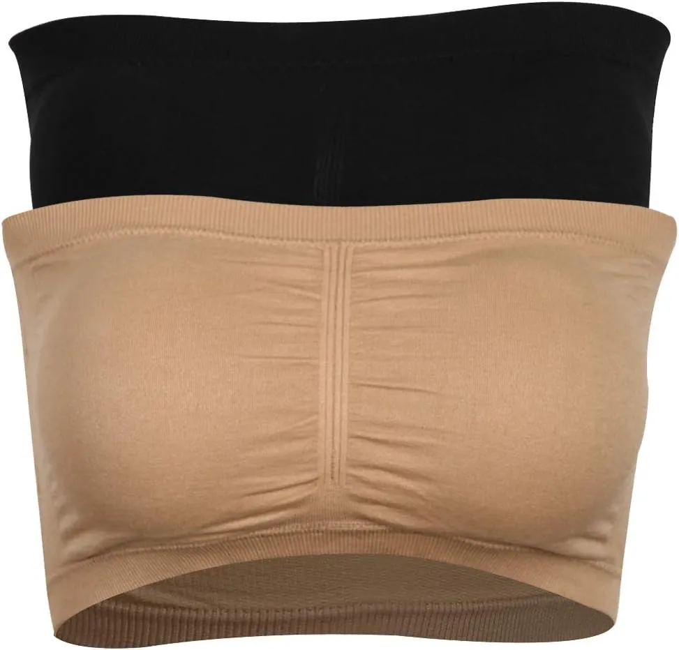 BINACL Women's Bandeau Bralette, Summer Strapless Removable Padded Seamless Basic Layer Tube Top Bra 2/3 Packs