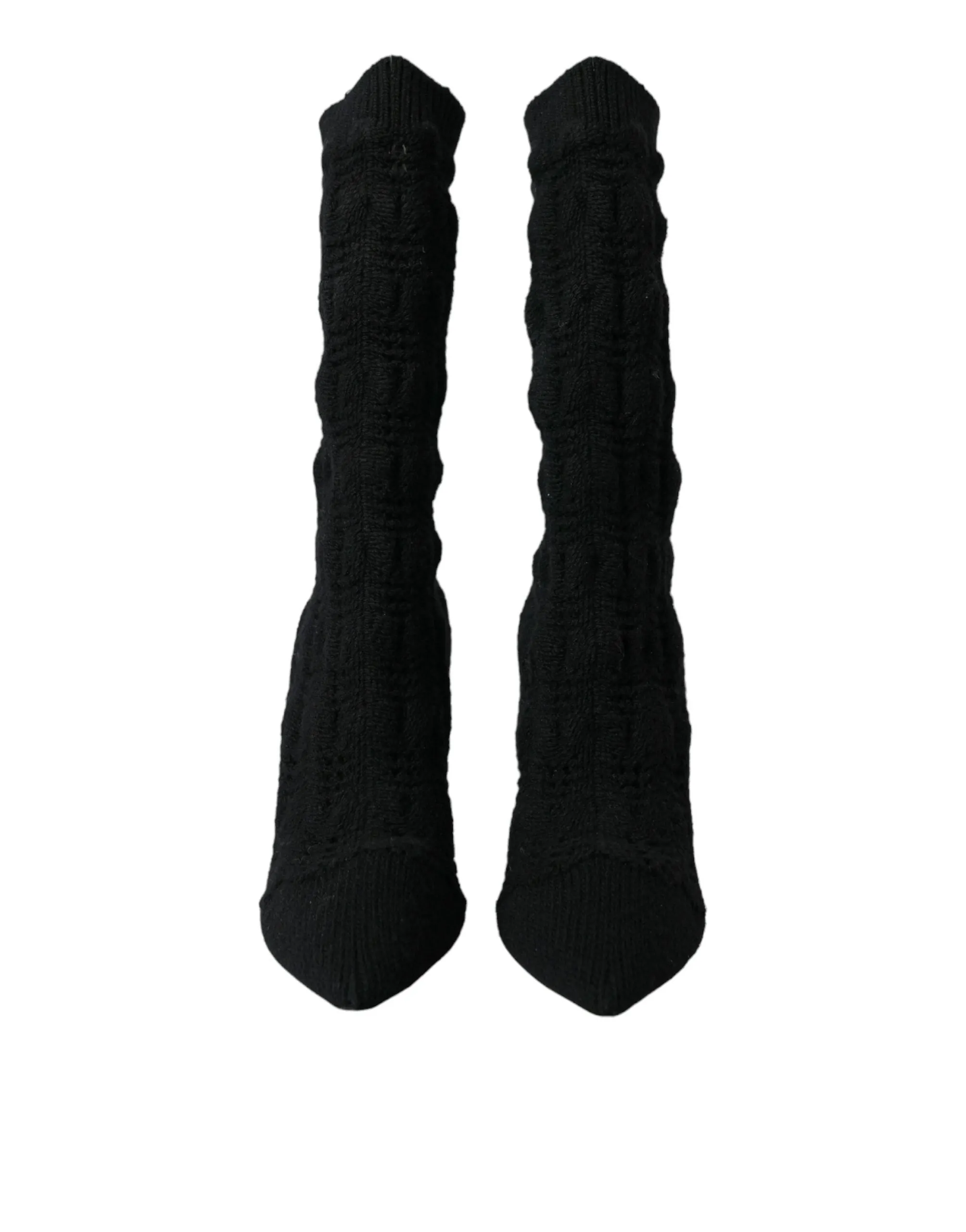 Black Stiletto Heels Mid Calf Boots Shoes