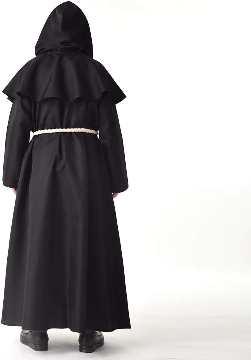 BLESSUME Friar Medieval Hooded Robe Cowl Monk Renaissance Costume Cloak