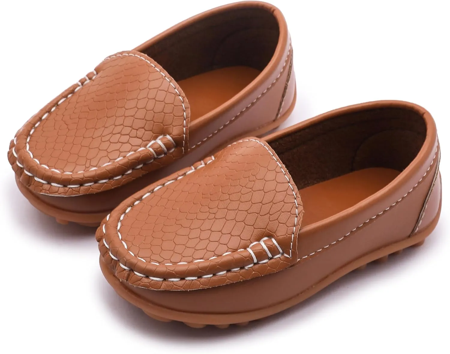Boys Loafers PU Leather Slip-On Toddler Dress Shoes Non-Slip Sole Kids Moccasins for School Events and Daily Wear