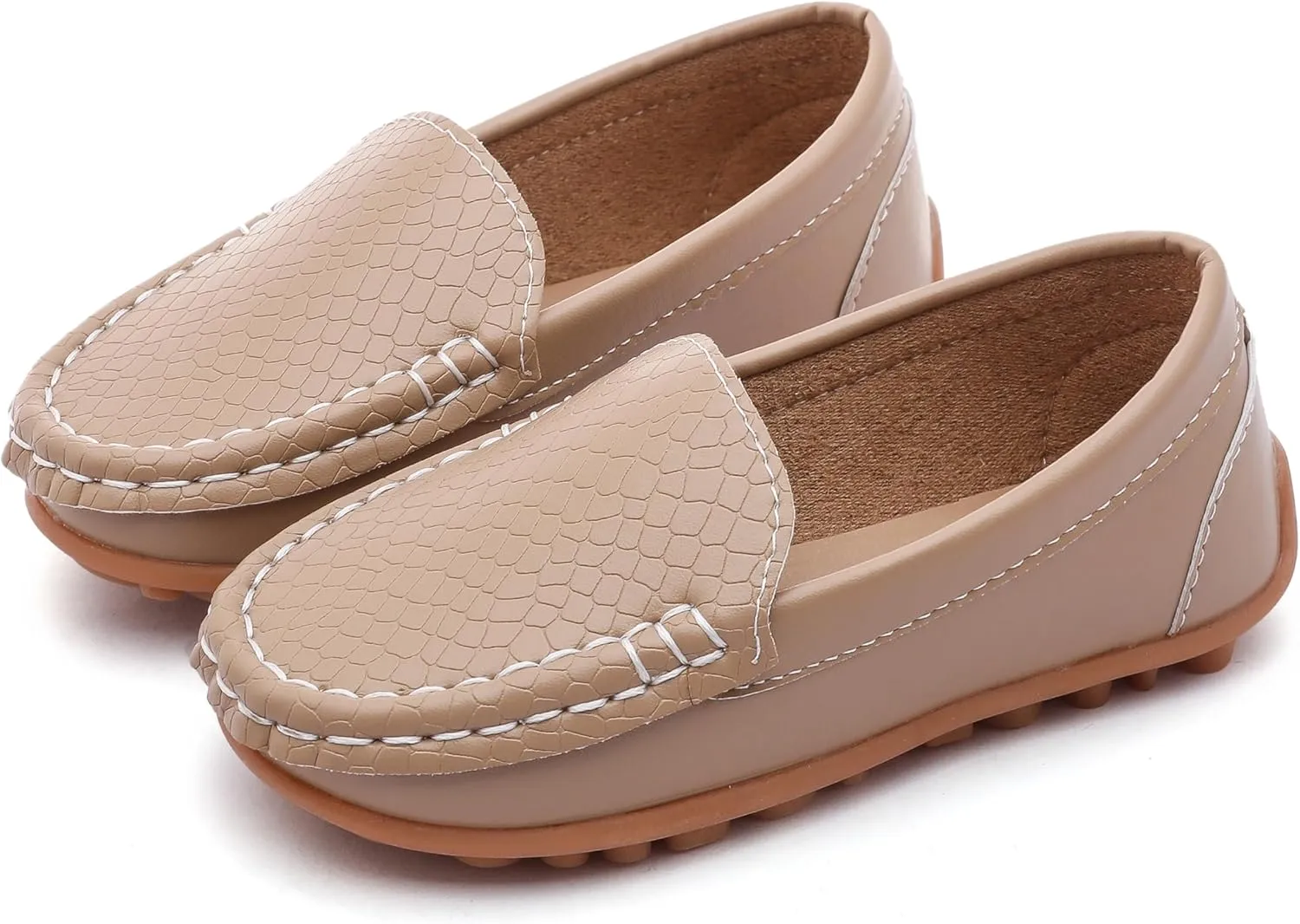 Boys Loafers PU Leather Slip-On Toddler Dress Shoes Non-Slip Sole Kids Moccasins for School Events and Daily Wear