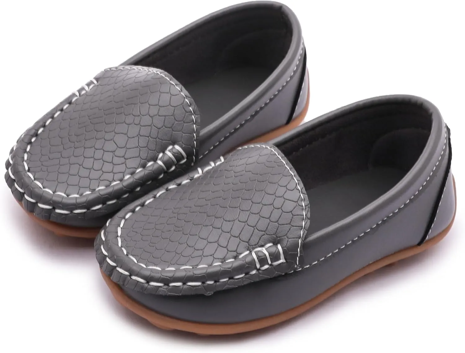 Boys Loafers PU Leather Slip-On Toddler Dress Shoes Non-Slip Sole Kids Moccasins for School Events and Daily Wear