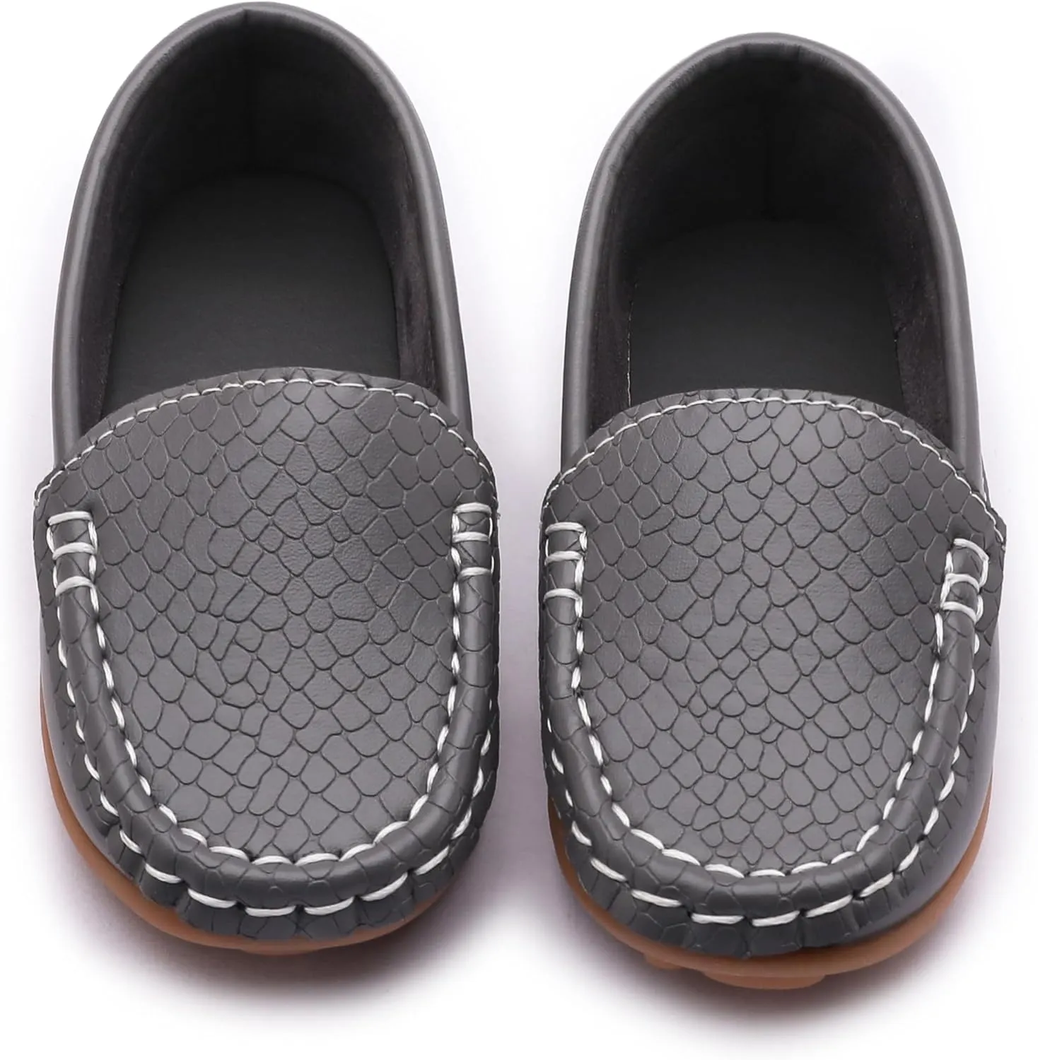 Boys Loafers PU Leather Slip-On Toddler Dress Shoes Non-Slip Sole Kids Moccasins for School Events and Daily Wear