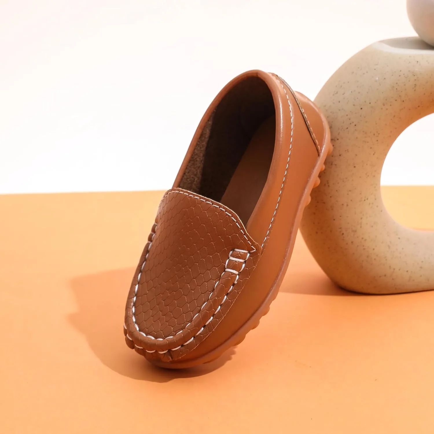 Boys Loafers PU Leather Slip-On Toddler Dress Shoes Non-Slip Sole Kids Moccasins for School Events and Daily Wear