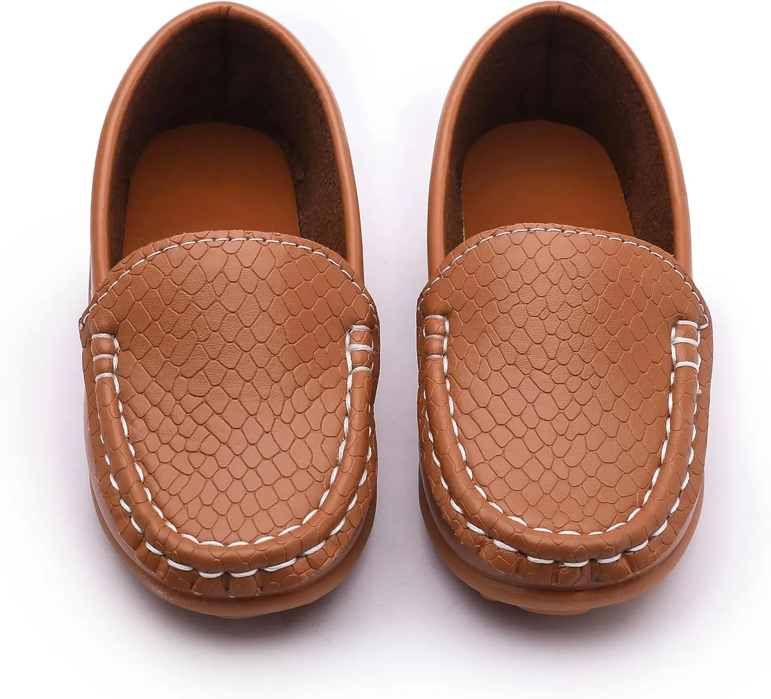 Boys Loafers PU Leather Slip-On Toddler Dress Shoes Non-Slip Sole Kids Moccasins for School Events and Daily Wear