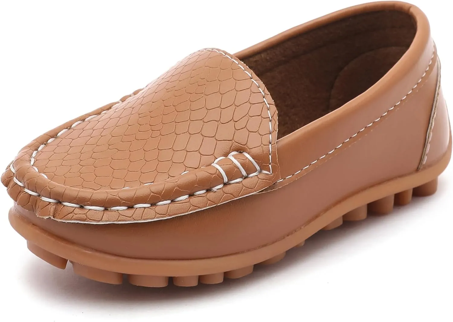 Boys Loafers PU Leather Slip-On Toddler Dress Shoes Non-Slip Sole Kids Moccasins for School Events and Daily Wear