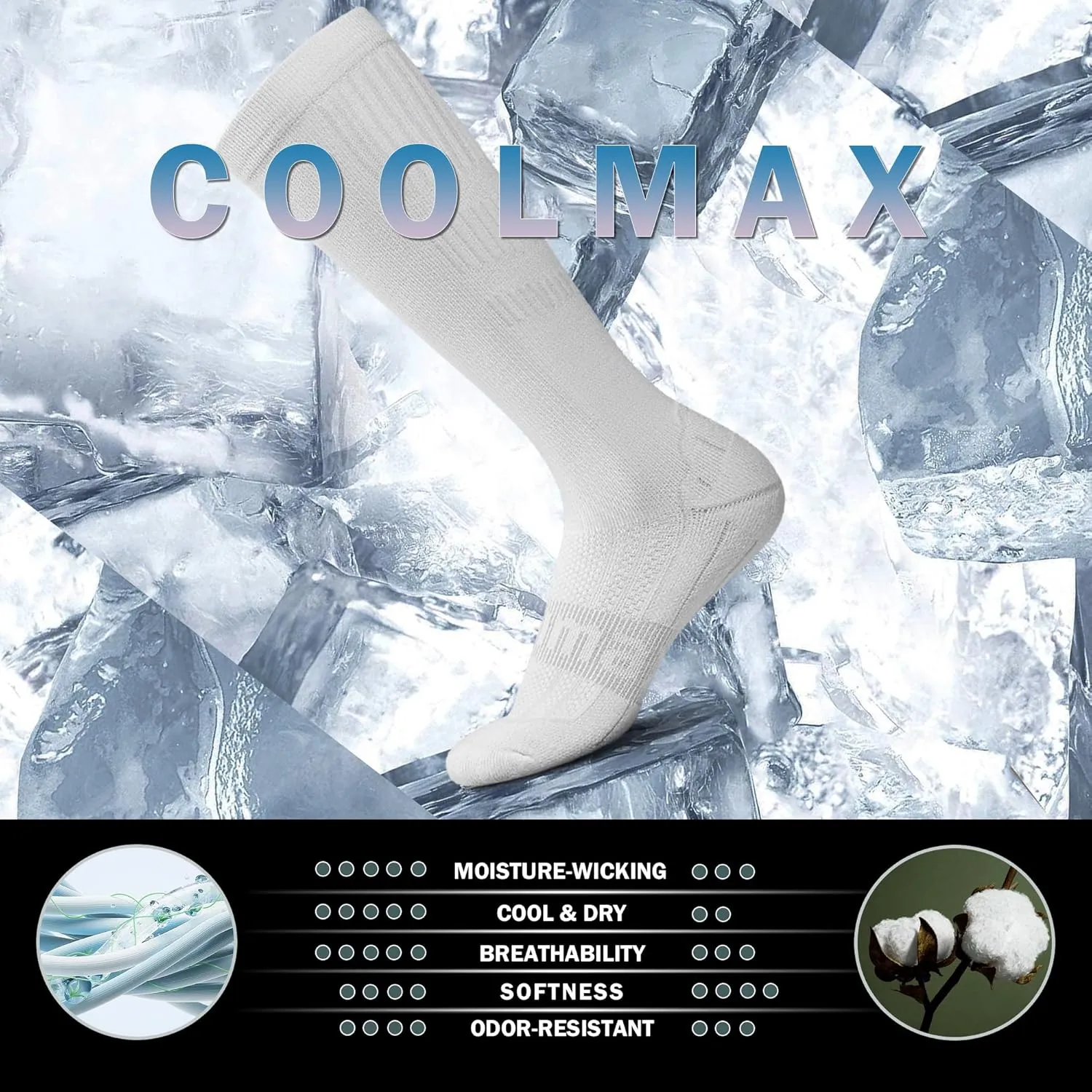 BRISIRA Coolmax Cooling Compression Knee High Socks Women 2 Pairs 15-20 mmHg Circulation Support for Nurse Running Travel