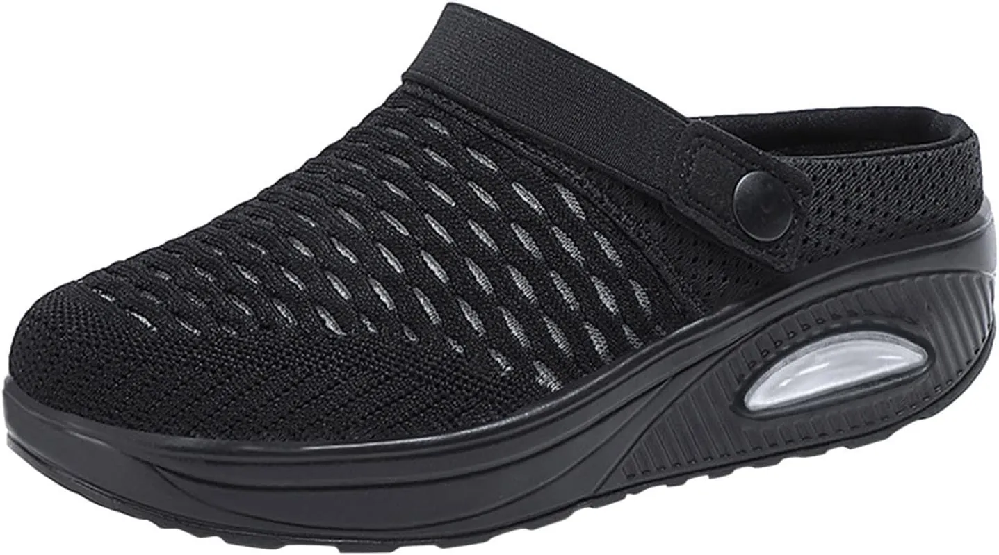 Canbebig Women's Sport Sandals Wide Width Non-Slip Sneakers Air Cushion Platform Mesh Mules Sneaker Sandals Arch Support Walking Orthopedic Clogs