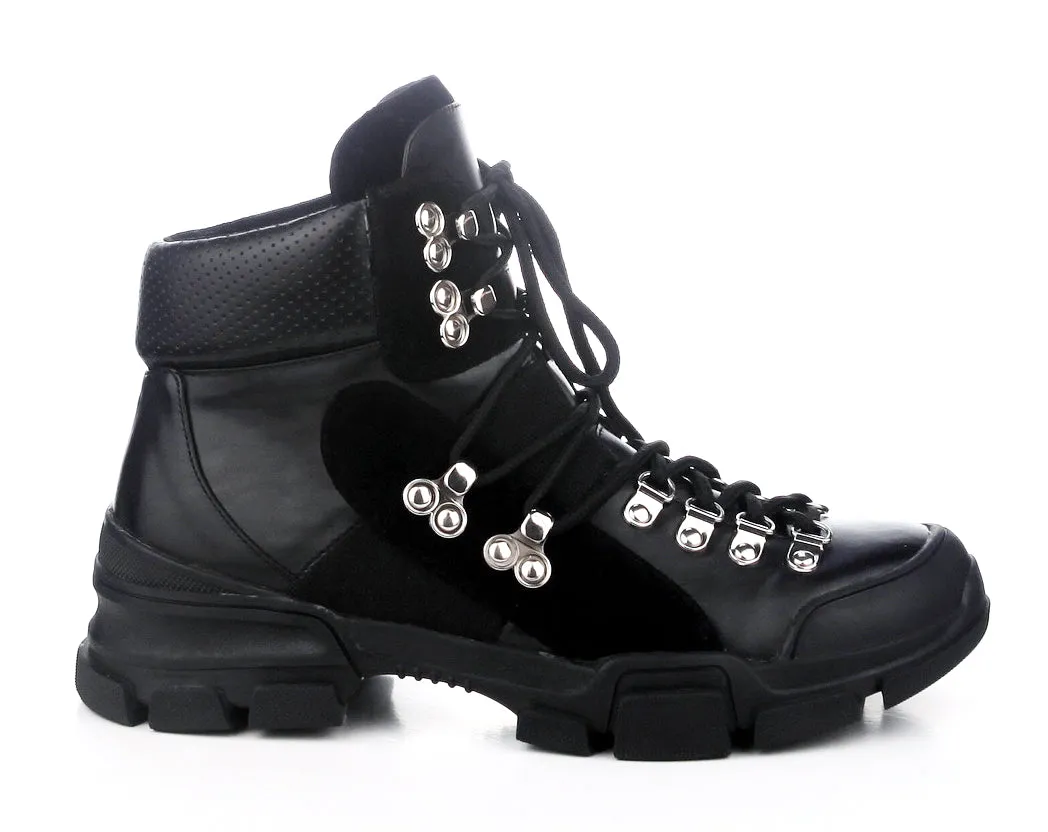 Cape Robbin Black Country Silver Hardware Lace Up Platform High Top Sneaker