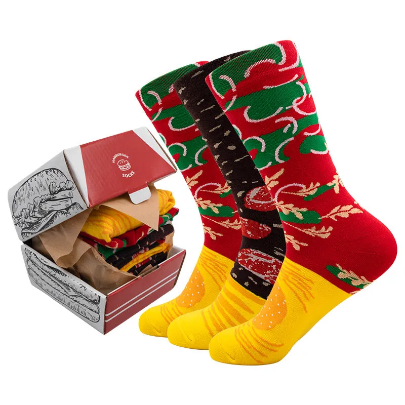 Christmas Promotion 50% OFF3 Pairs Christmas Creative Casual Breathable Hamburger Socks