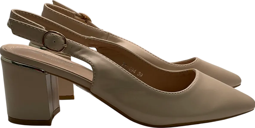 C'M paris Cream Slingback Pumps On A Thick Heel UK 6 EU 39 