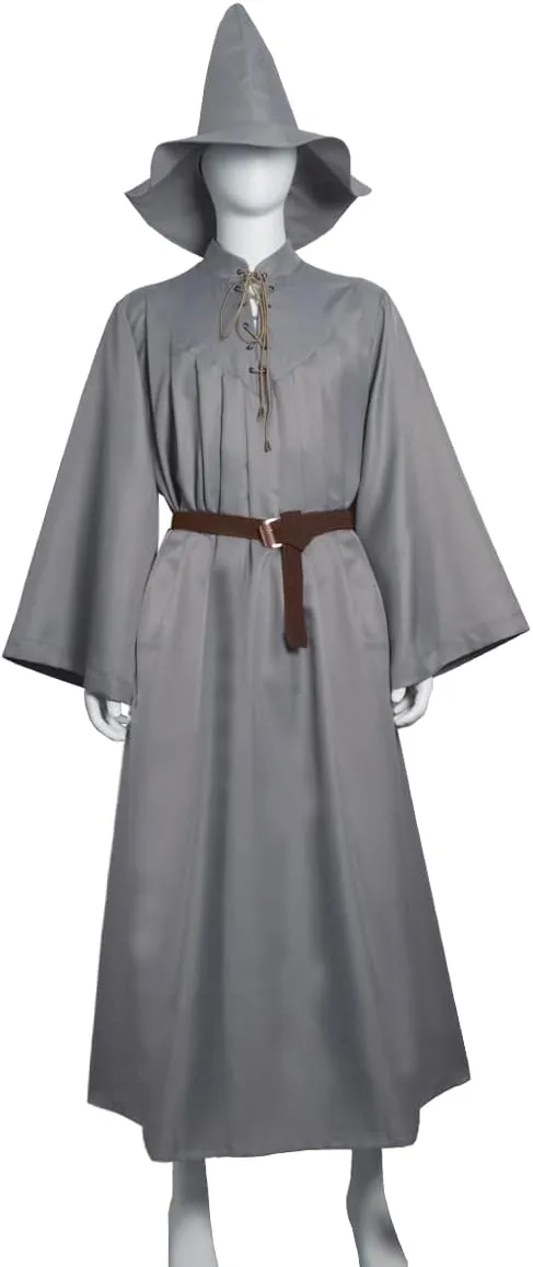 Costume The Ring Cosplay Mithrandir Grey Robe Cloak Hat Wigs Full Set