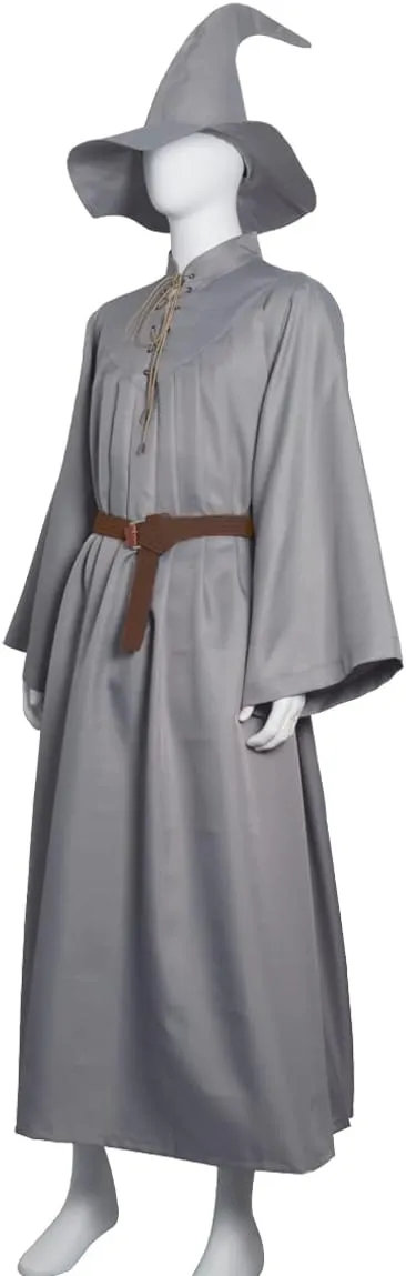 Costume The Ring Cosplay Mithrandir Grey Robe Cloak Hat Wigs Full Set