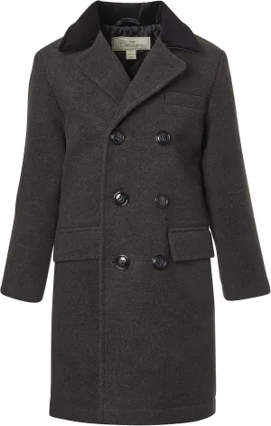 Cremson Boys Classic Wool Look Winter Double Breasted John Dress Coat Jacket Hat