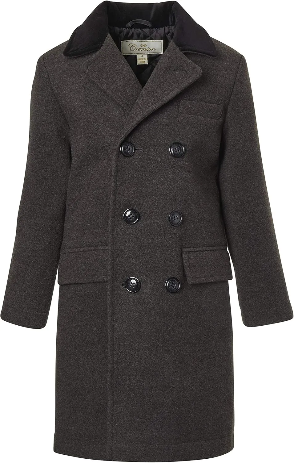 Cremson Boys Classic Wool Look Winter Double Breasted John Dress Coat Jacket Hat