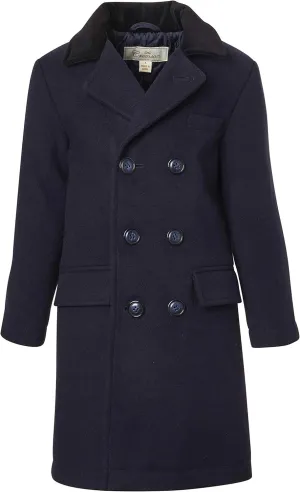Cremson Boys Classic Wool Look Winter Double Breasted John Dress Coat Jacket Hat