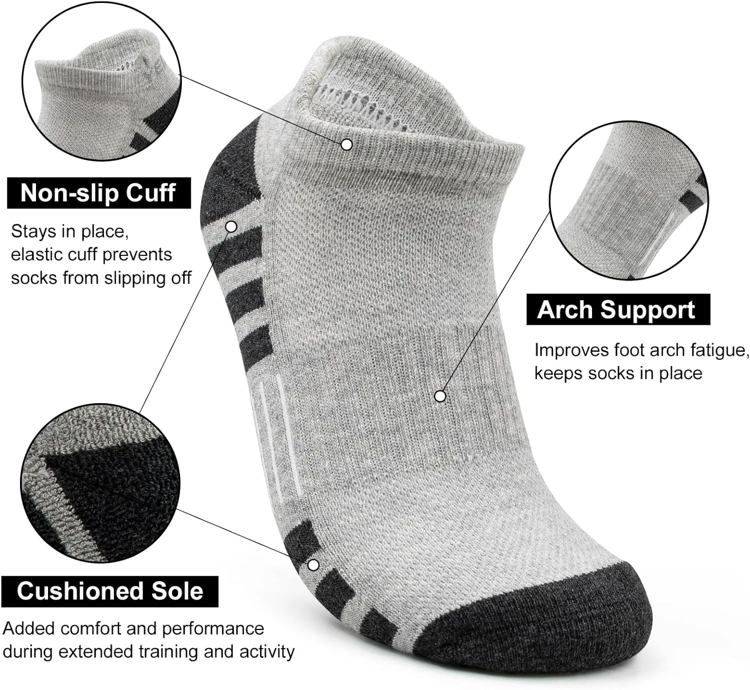Cycling Socks Compression Athletic Crew Running Socks Mens Womens Hiking Riding Bike Workout Climbing Sports 5 Pairs