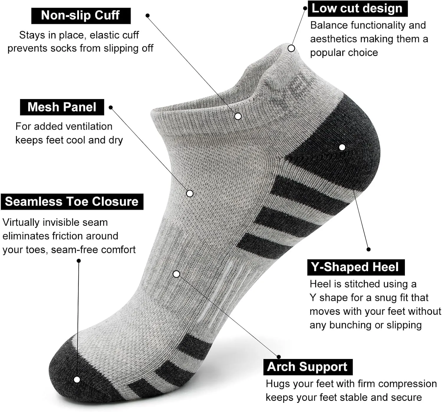 Cycling Socks Compression Athletic Crew Running Socks Mens Womens Hiking Riding Bike Workout Climbing Sports 5 Pairs