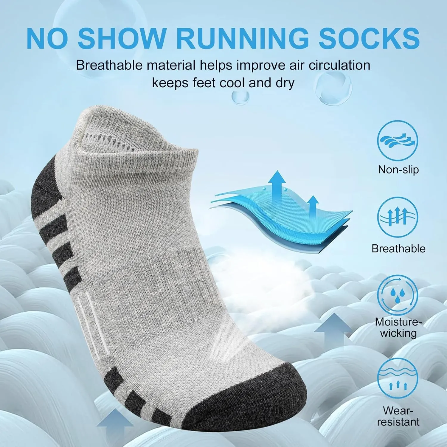 Cycling Socks Compression Athletic Crew Running Socks Mens Womens Hiking Riding Bike Workout Climbing Sports 5 Pairs