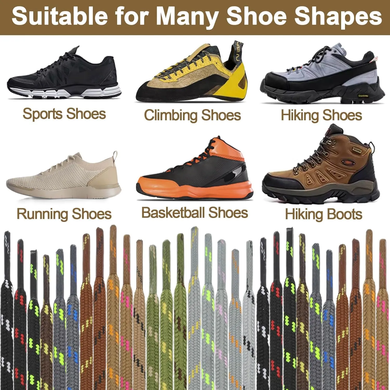 DELELE Round Work Boot Laces: Heavy Duty Hiking Shoe Laces for Boots 2 Pair