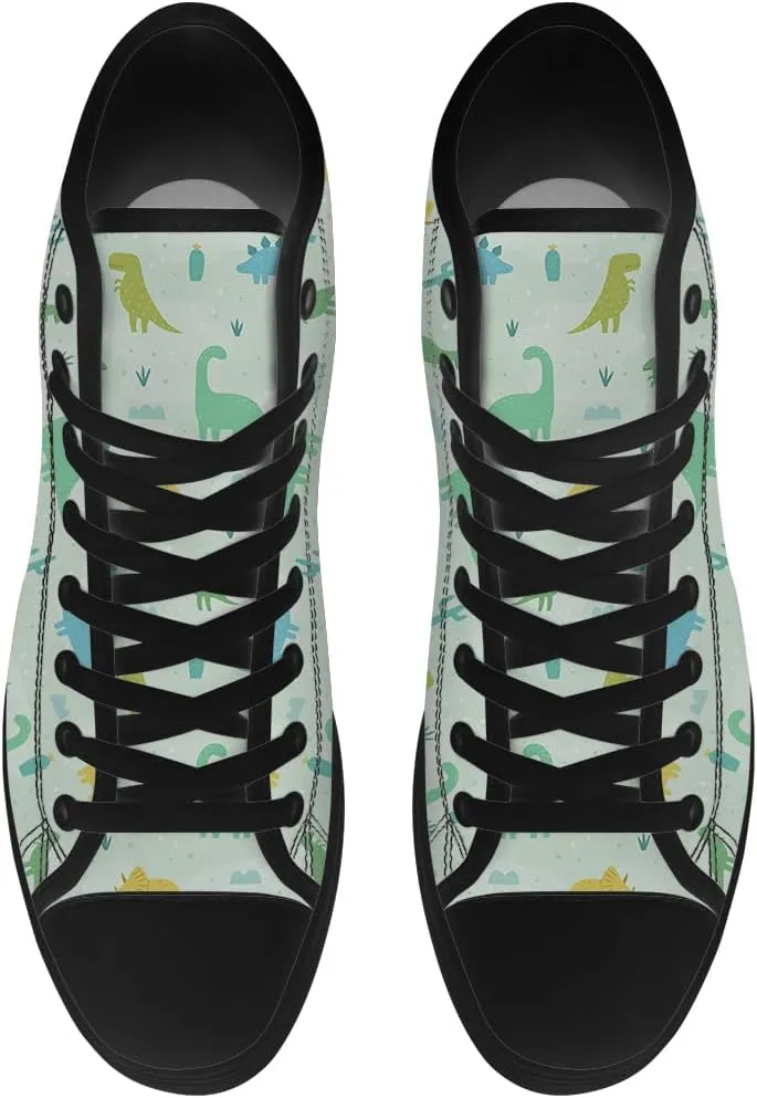 Dinosaur High Top Canvas Shoes for Men Women Cartoon Dinosaur Print High Top Sneakers Lace Up Casual Shoes Gifts for Boys Girls