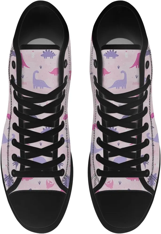 Dinosaur High Top Canvas Shoes for Men Women Cartoon Dinosaur Print High Top Sneakers Lace Up Casual Shoes Gifts for Boys Girls