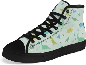 Dinosaur High Top Canvas Shoes for Men Women Cartoon Dinosaur Print High Top Sneakers Lace Up Casual Shoes Gifts for Boys Girls