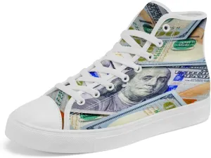 Dollar High Top Canvas Shoes for Men Women Money High Top Sneakers Lace Up Casual Shoes Gifts for Him Her