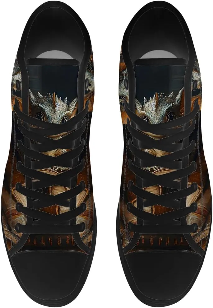 Dragon Reading Book High Top Canvas Shoes for Men Women Dragon High Top Sneakers Lace Up Casual Shoes Gifts for Boys Girls