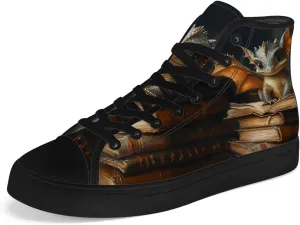Dragon Reading Book High Top Canvas Shoes for Men Women Dragon High Top Sneakers Lace Up Casual Shoes Gifts for Boys Girls