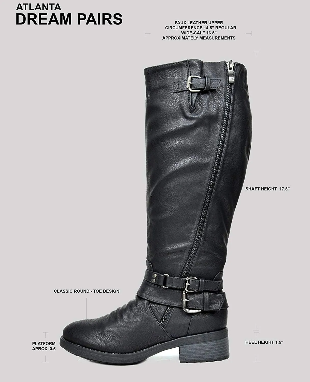 DREAM PAIRS Women's Knee High Riding Boots Wide Calf