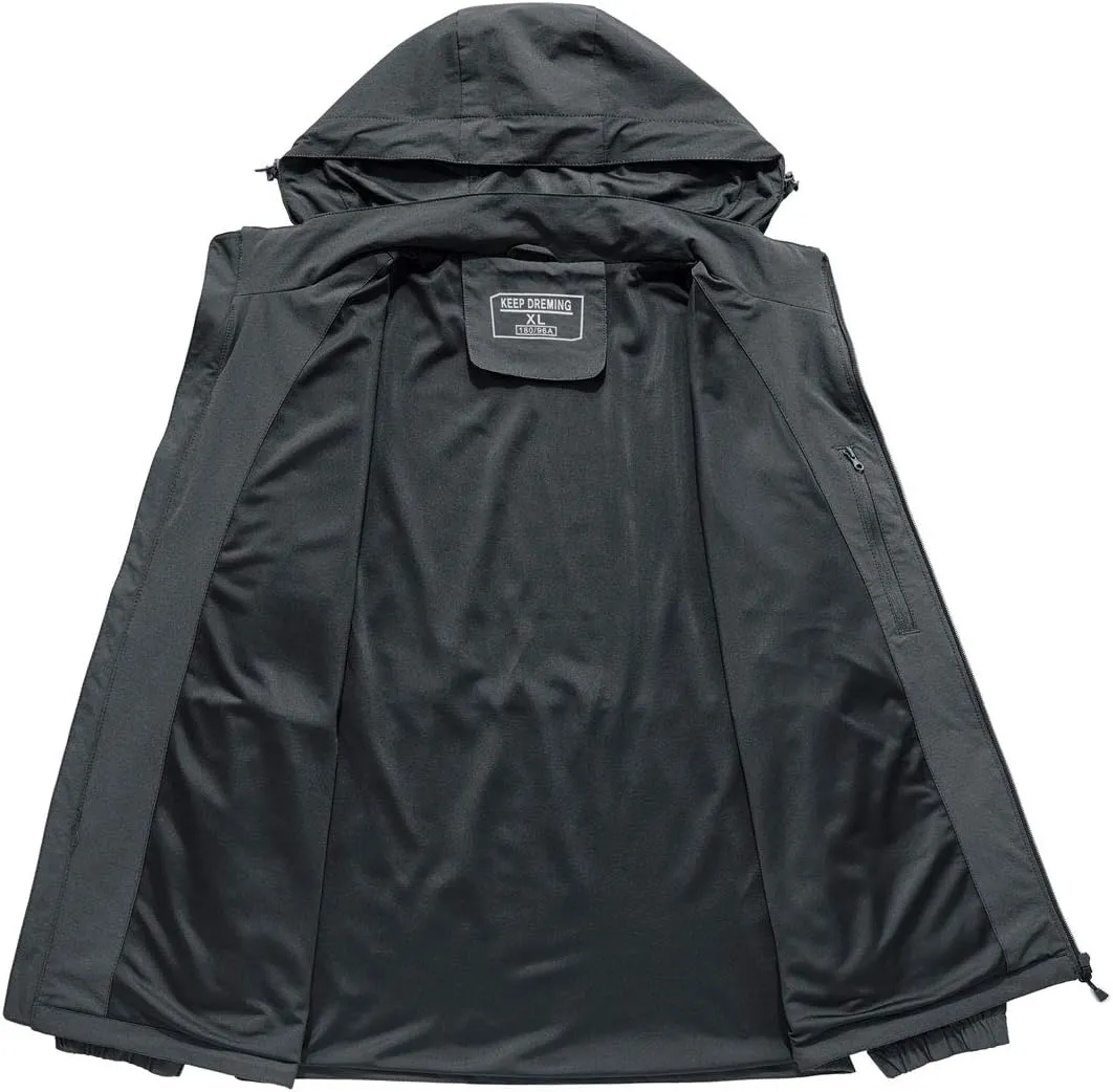 ebossy Men's Lightweight Windbreaker Athletic Sports Track Jacket Detachable Hood