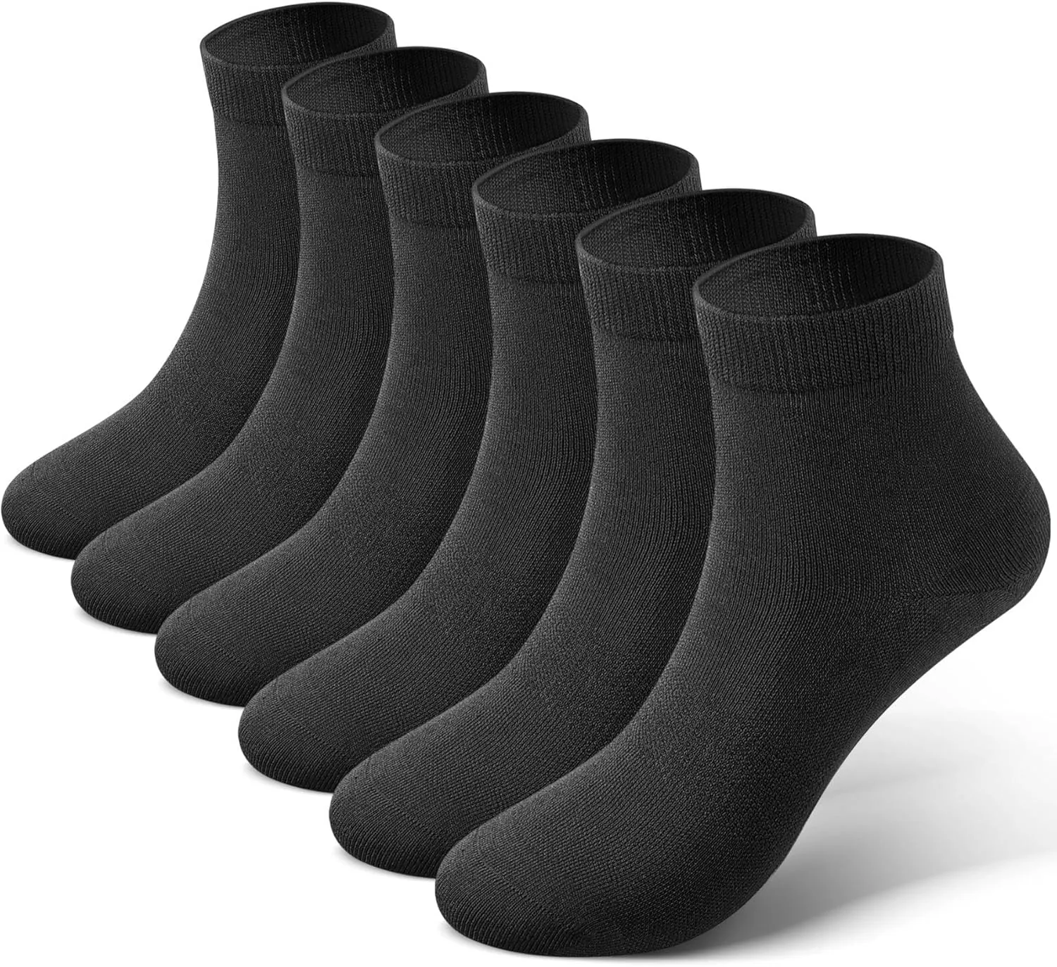 EBYNUE Womens Crew Socks 6-Pairs Moisture-Wicking Odor-Resistant Breathable Anti-Blister Seamless for Running & Daily US 6-11