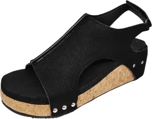 Eduavar Sandals Women, Sandals Women Platform Wedge Sandals Open Toe Breathable Sandals Shoes with Ankle Strap