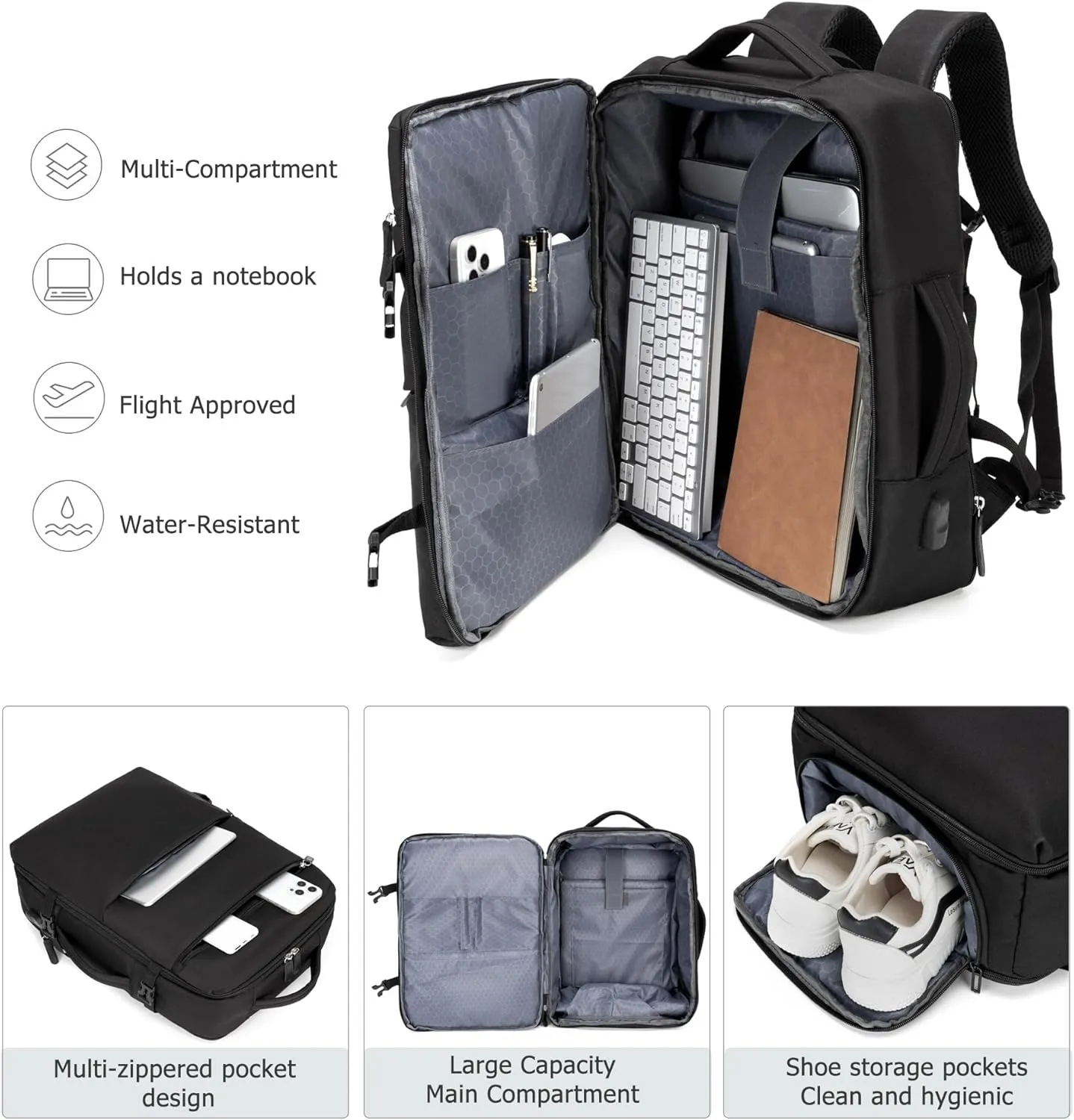 feilario 2 Piece Set 20in Aluminium Frame Hardside Spinner Wheel Luggage, Built-In TSA lock Carry on Suitcase with Cup Holder & Phone Holder