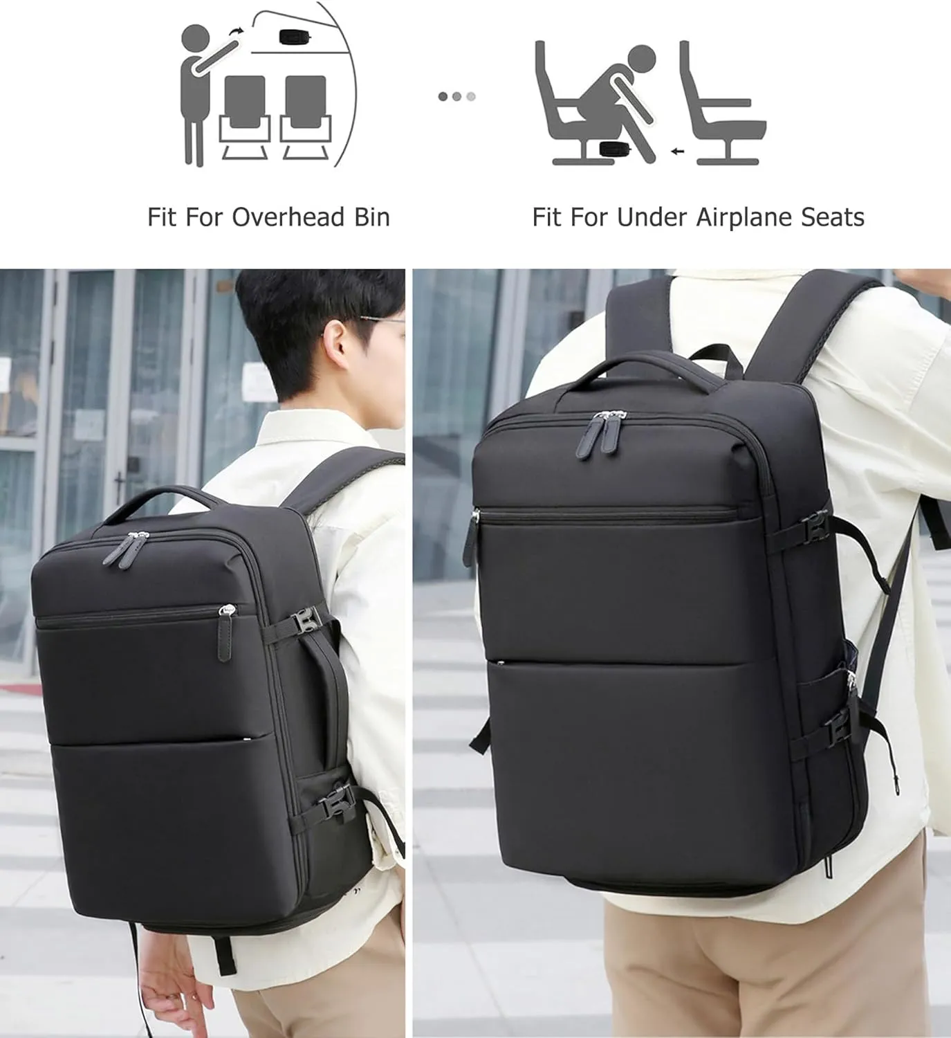 feilario 2 Piece Set 20in Aluminium Frame Hardside Spinner Wheel Luggage, Built-In TSA lock Carry on Suitcase with Cup Holder & Phone Holder