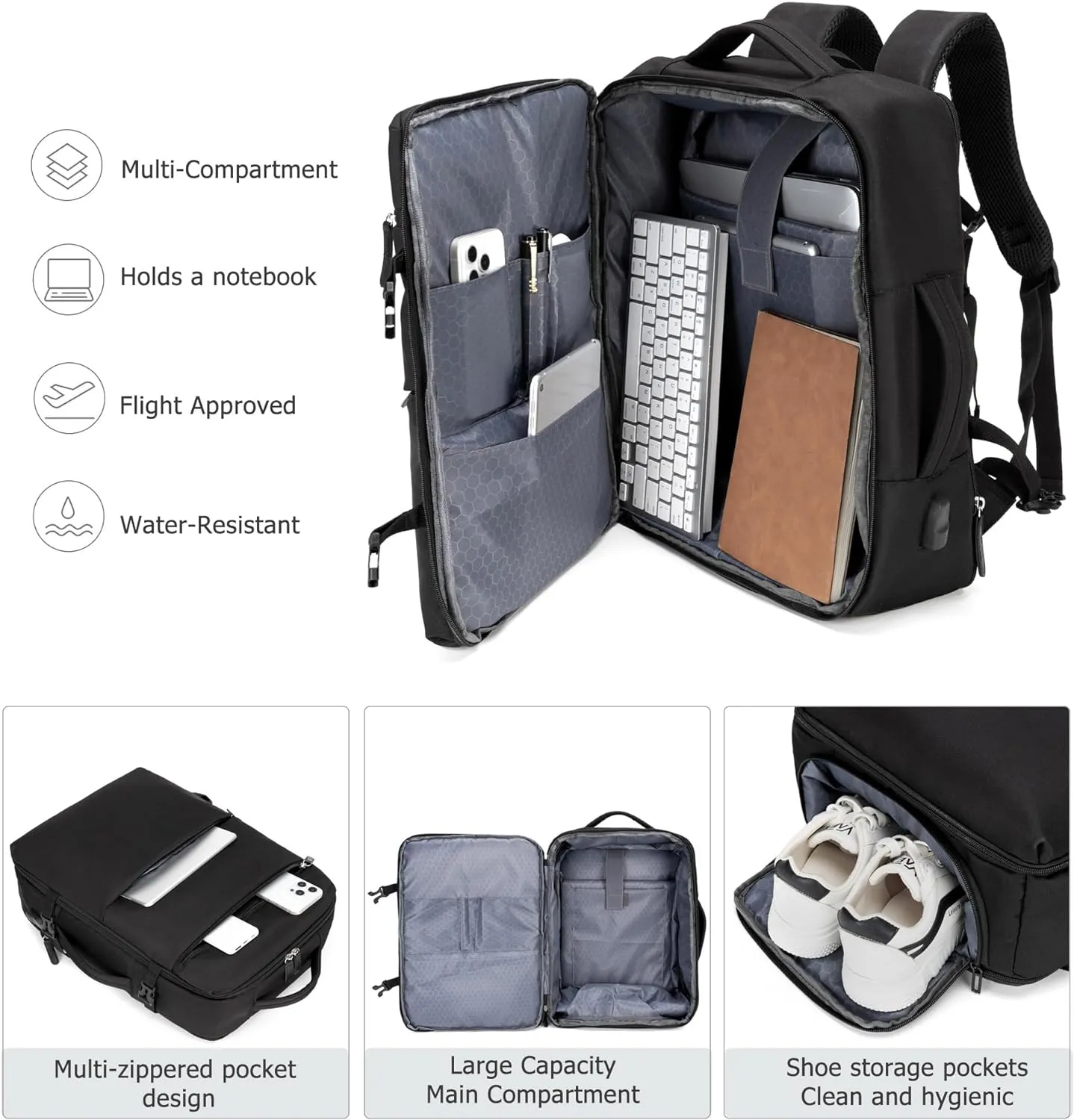 feilario 2 Piece Set 20in Aluminium Frame Hardside Spinner Wheel Luggage, Built-In TSA lock Carry on Suitcase with Cup Holder & Phone Holder