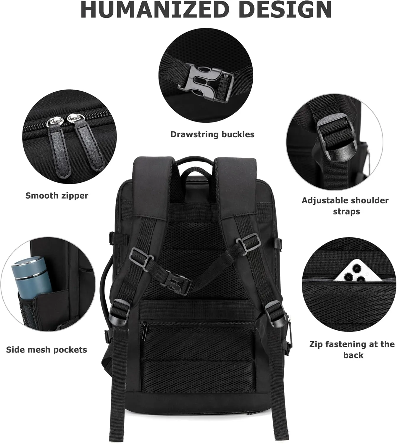 feilario 2 Piece Set 20in Aluminium Frame Hardside Spinner Wheel Luggage, Built-In TSA lock Carry on Suitcase with Cup Holder & Phone Holder