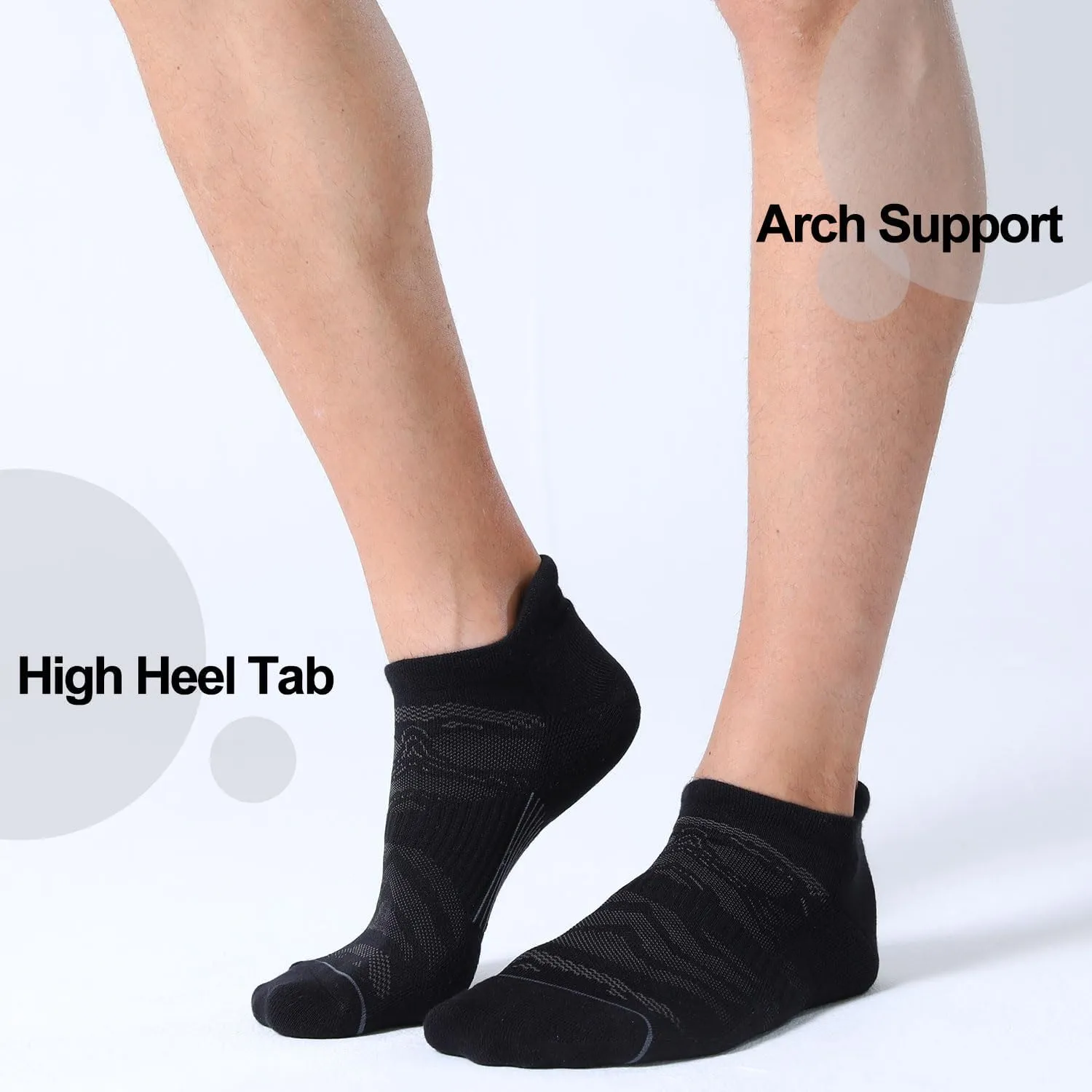 FITRELL 6 Pack Men's Ankle Running Socks Low Cut Cushioned Athletic Sports Socks 7-9/9-12/12-15