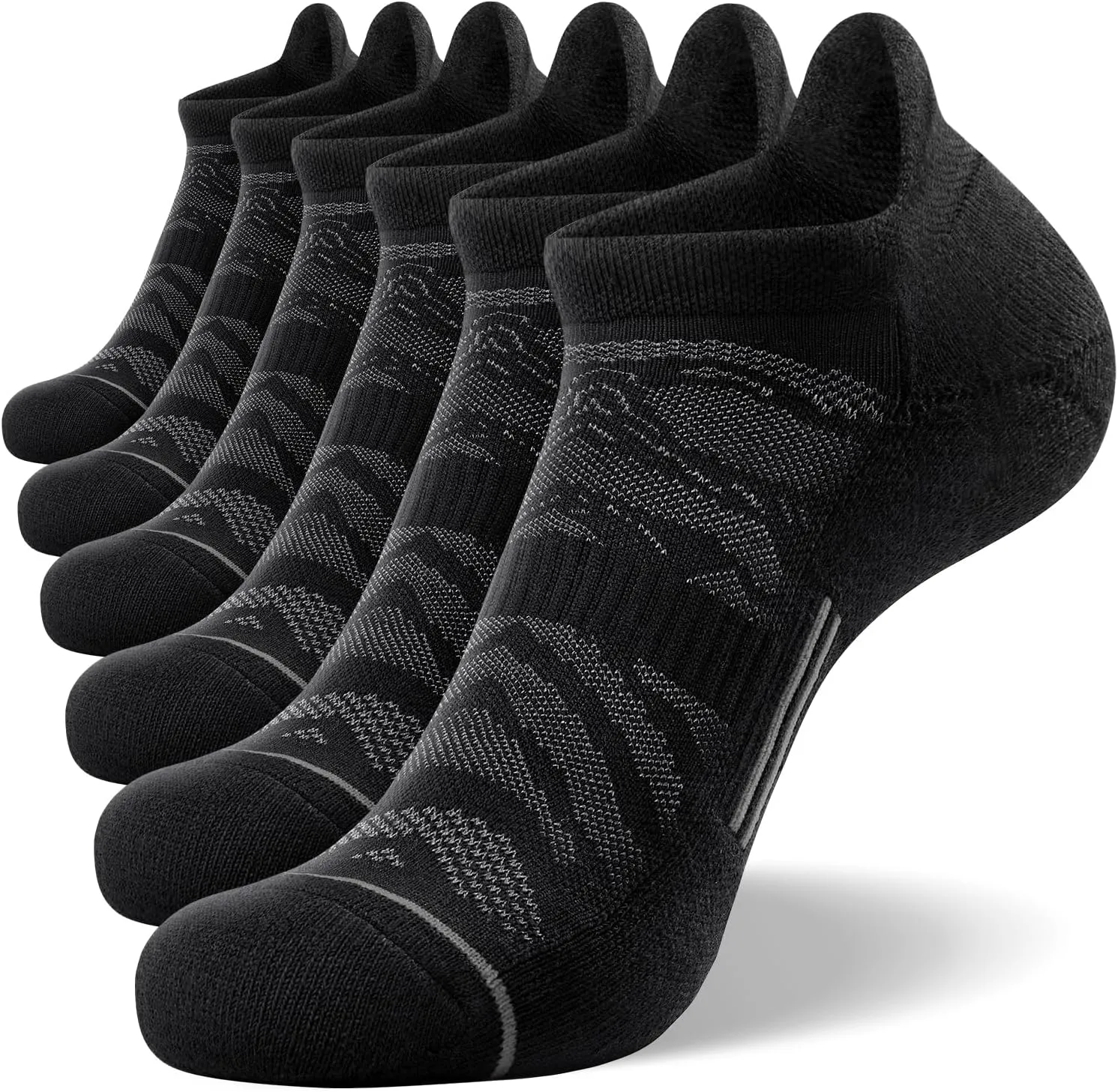 FITRELL 6 Pack Men's Ankle Running Socks Low Cut Cushioned Athletic Sports Socks 7-9/9-12/12-15