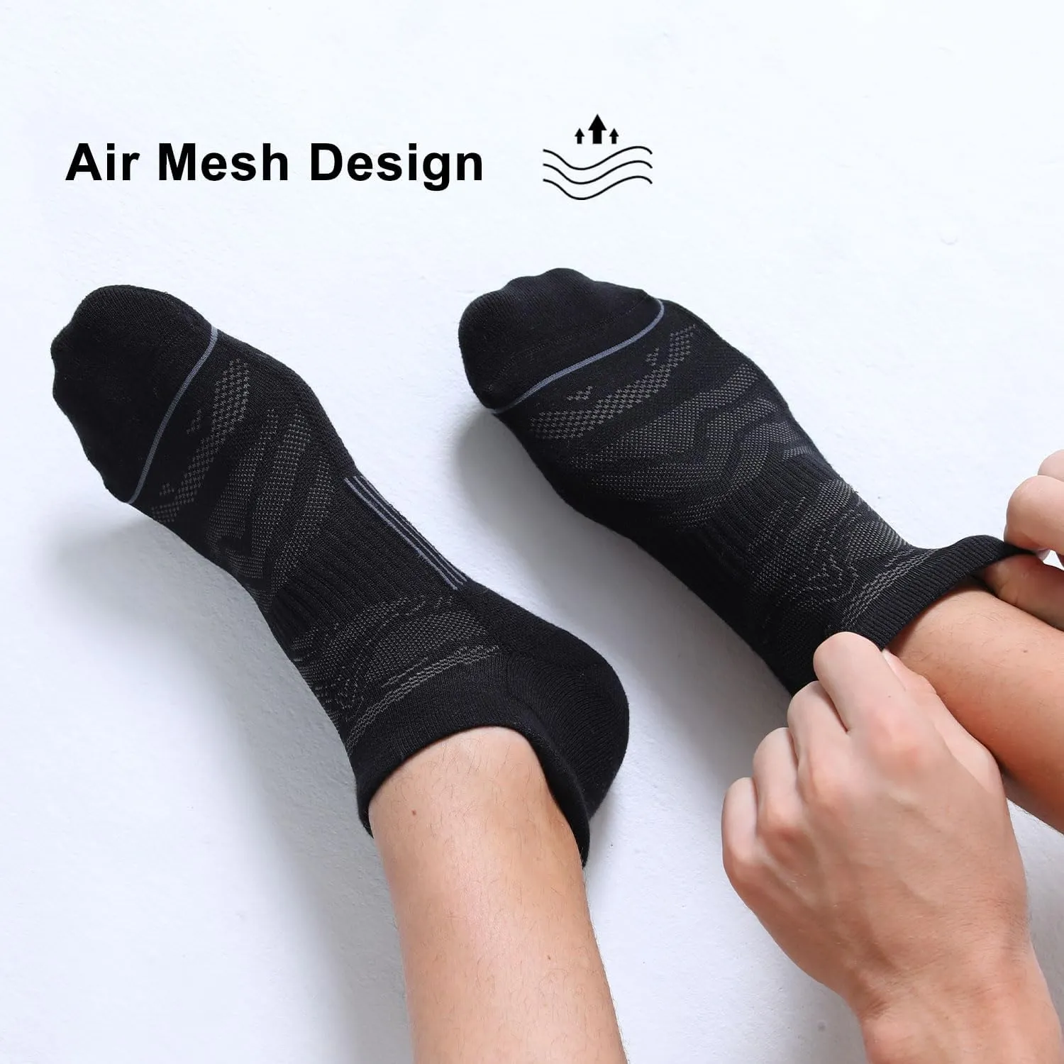 FITRELL 6 Pack Men's Ankle Running Socks Low Cut Cushioned Athletic Sports Socks 7-9/9-12/12-15