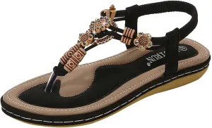 Flip Flops for Women Elastic Ankle Strap Sandals Dressy Casual Sandals Summer Beach Sandals Arch Support Shoes