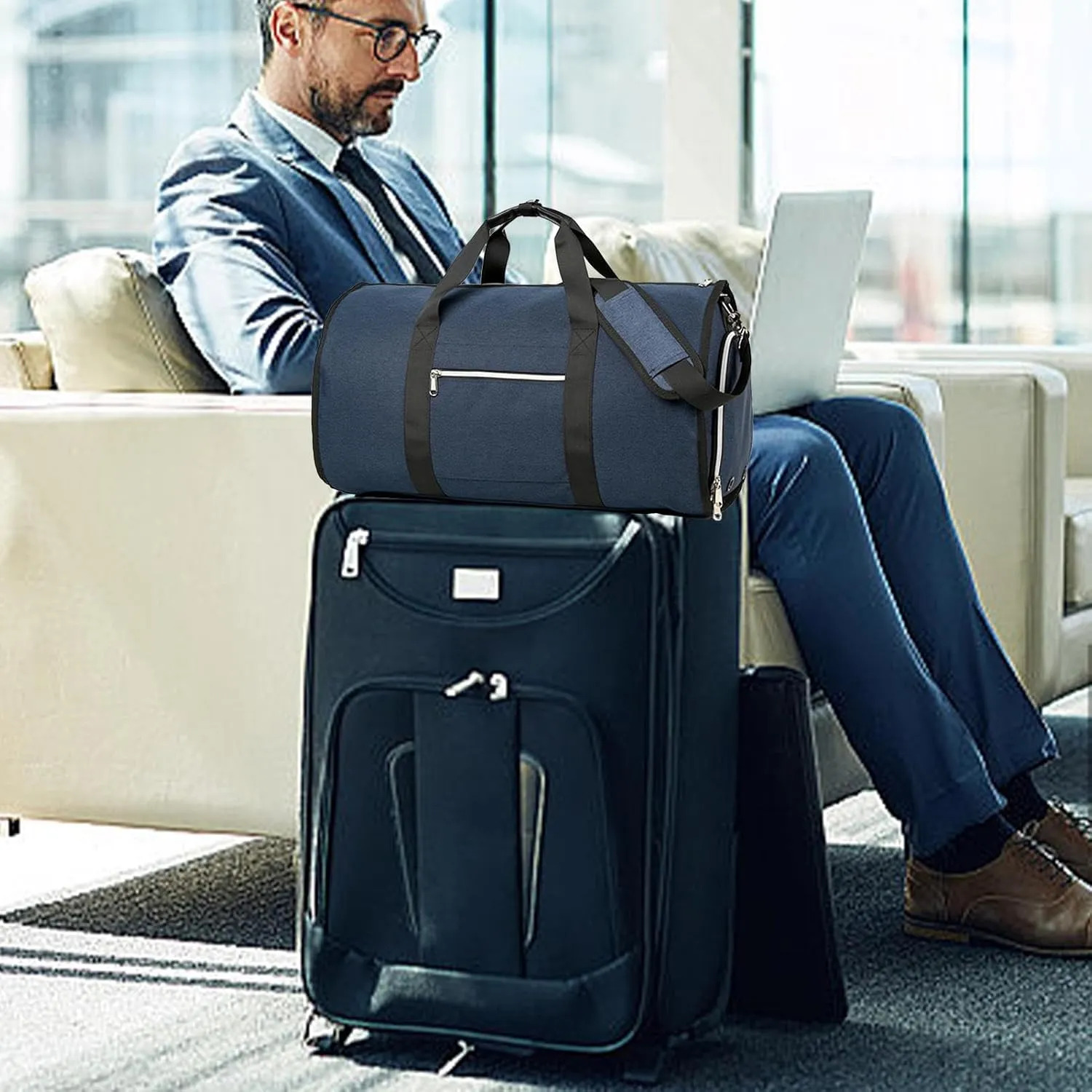 Folding Suit Luggage Bag 2 In 1 Hanging Suitcase Suit Garment Duffle Bag Women Men Carry Garment Bags Waterproof