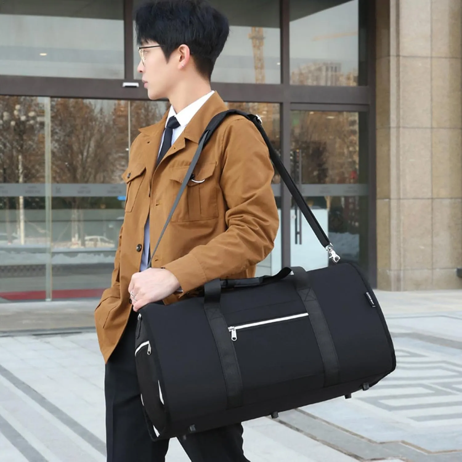 Folding Suit Luggage Bag 2 In 1 Hanging Suitcase Suit Garment Duffle Bag Women Men Carry on Garment Bags Waterproof, Refer to description, Black, SQ19S1D5RNG5ECZI6I5P