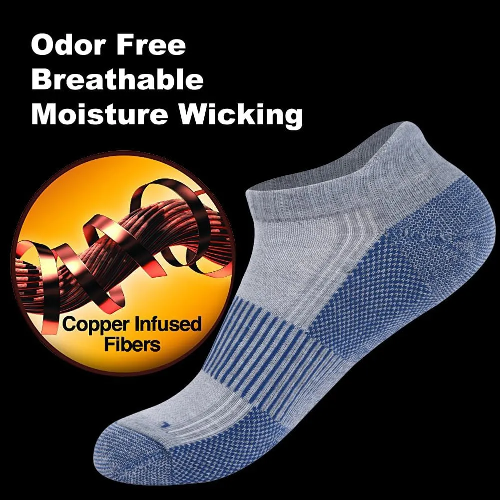 FOOTPLUS Copper Compression Socks,Unisex Cushioned Sole Arch Support Athletic Ankle/Crew Running Hiking Socks