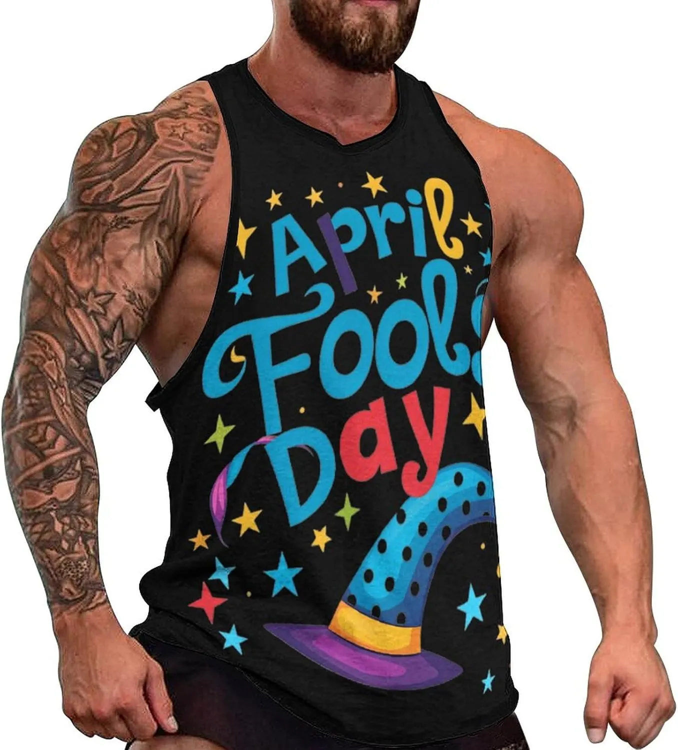 Funny April Fool's Day Soft Tank Tops Men Workout Vest Quick Dry Casual T-Shirts Gym Running