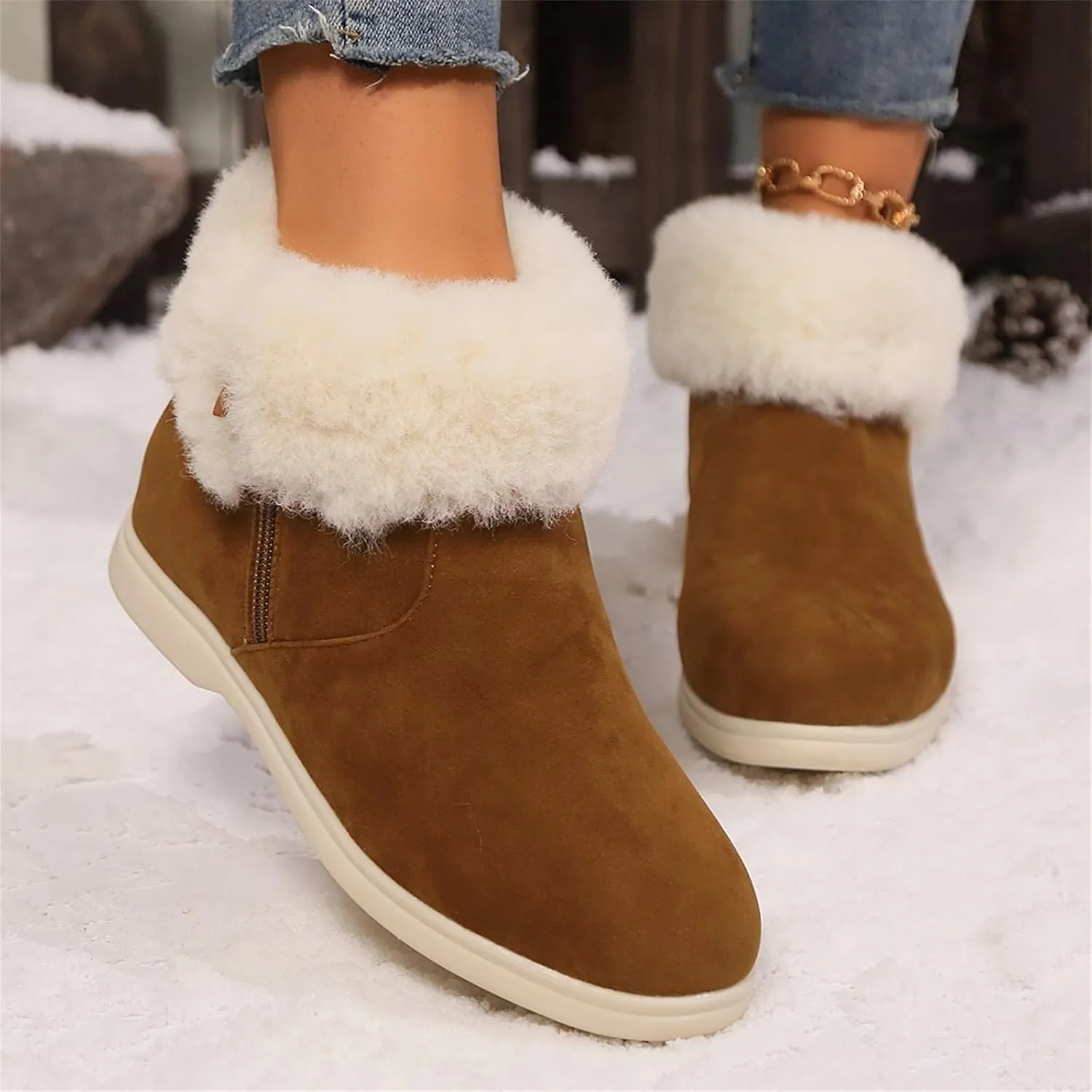 Furry Snow Boots for Women Zapatos Para Invierno Mujer Botas De Invierno Womens Duck Boots Winter Boots for Women Fashion Size 12
