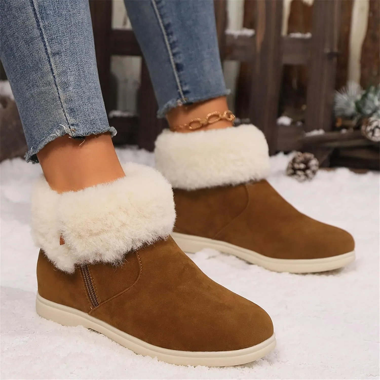 Furry Snow Boots for Women Zapatos Para Invierno Mujer Botas De Invierno Womens Duck Boots Winter Boots for Women Fashion Size 12