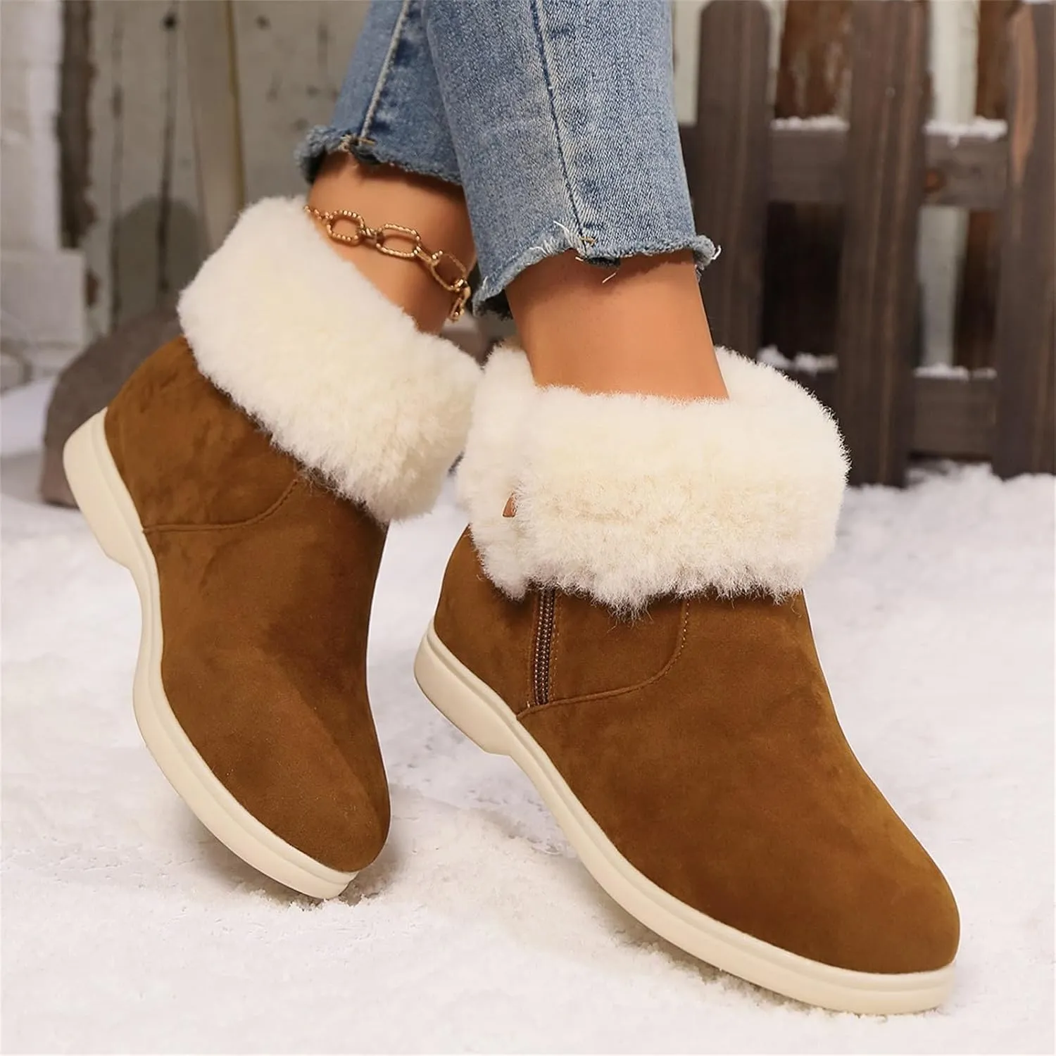 Furry Snow Boots for Women Zapatos Para Invierno Mujer Botas De Invierno Womens Duck Boots Winter Boots for Women Fashion Size 12