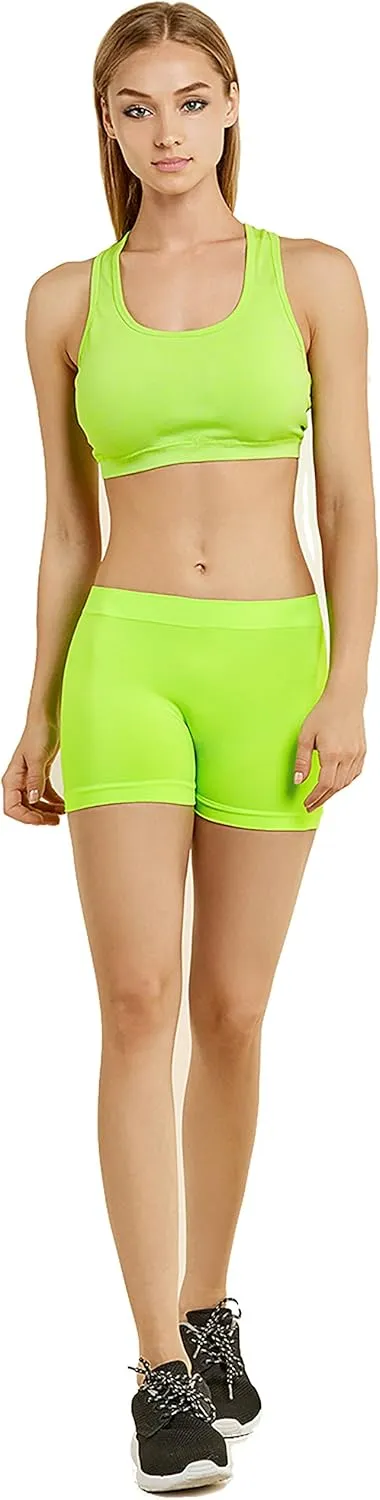 Gilbins 2 Pack Women's Seamless Stretch Yoga Exercise Shorts